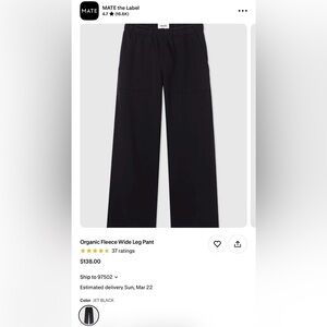 Mate the label brand - Black Wide Leg Pants L